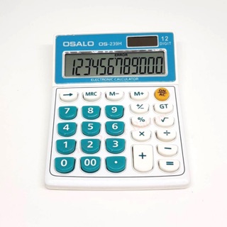 เครื่องคิดเลข OSALO รุ่นOS239H (สีฟ้า-ขาว) คิดได้ 12หลัก