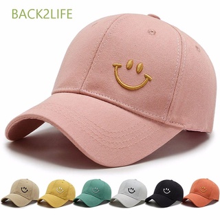 Back2Life หมวกเบสบอลผ้าฝ้ายปักลายหน้ายิ้มหลากสีสําหรับผู้หญิงและผู้ชาย