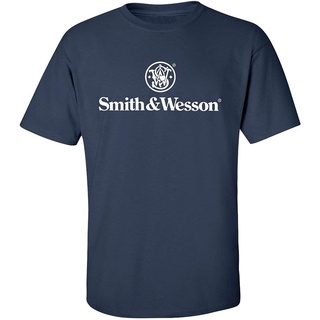 เสื้อยืดแขนสั้น ผ้าฝ้าย พิมพ์ลาย Smith and Wesson แฟชั่นฤดูร้อน สําหรับผู้ชาย