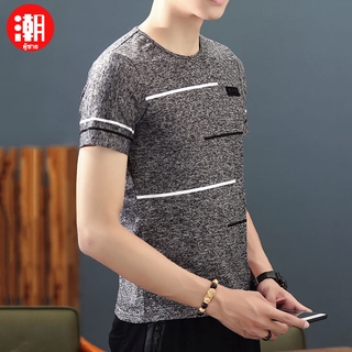 เสื้อยืดลำลองผู้ชายนักเรียนคอกลมแขนสั้นเยาวชน M-4XL