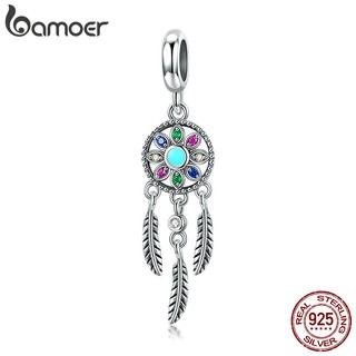 BAMOER Dreamcatcher จี้เหมาะสำหรับเสน่ห์สร้อยข้อมือและสร้อยคอ DIY 925 เงินสเตอร์ลิง