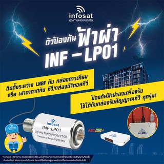 สินค้า INF-LP01 Lighting Protector ตัวป้องกันฟ้าผ่าเข้าระบบ TV หรือ กล่องรับสัญญาณ
