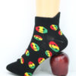 สินค้าราสต้า Low-cut Socks Black Smiley All Sizes ถุงเท้าสีดำลาย RASTA SMILEY สีเขียวเหลืองแดง สุดน่ารัก