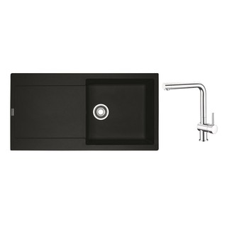 BUILT-IN SINK FRANKE MRG 611 BK+TP SMART 1B1D BLACK ซิงค์ฝัง 1หลุม 1ที่พัก FRANKE MRG 611 BK+TP SMART สีดำ อ่างล้างจานฝั