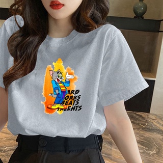 เสื้อยืดคอกลม พิมพ์ลายการ์ตูนดิสนีย์ Tom and Jerry พลัสไซซ์ สไตล์เกาหลี วินเทจ สําหรับผู้ชาย ผู้หญิง
