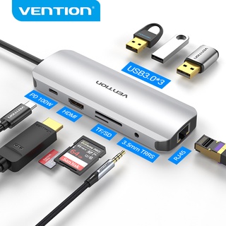 Vention อะเเดปเตอร์ ฮับ 9 in1 หัว USB Type C Hub USB3.0 เครื่องอ่านการ์ด ต่อ HDMI/RJ45 PD Thunderbolt 3 CGN/TOM/TOK/TOL