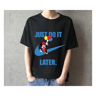 Just Do It Later เสื้อ มิกกี้เมาส์ สวย Mickey Mouse แขนสั้น เสื้อยืด cotton คอกลม น่ารักๆ แฟชั่นผู้ชายและหญิง พร้อมส่ง