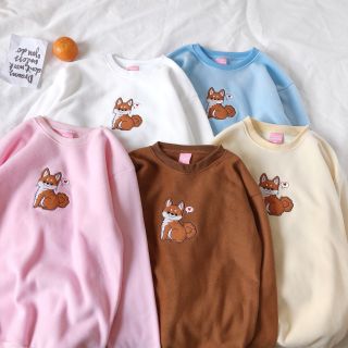 🛒พร้อมส่ง‼️‼️‼️  เสื้อoversize แขนยาว ปักน้องหมา