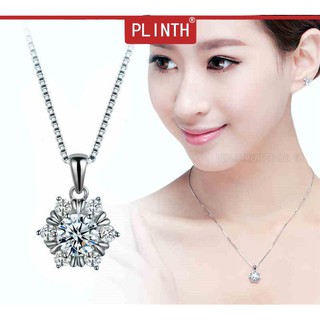 PLINTH 925 จี้เงินสเตอร์ลิงเพชรหิมะตกเงาญี่ปุ่นและเกาหลีใต้กระดูกไหปลาร้าสั้นหวาน167