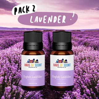 (แพคคู่) น้ำมันหอมระเหย ลาเวนเดอร์ (LAVENDER) 10 ml. (Pure Essential Oil) -  น้ำมันอโรม่า น้ำมันหอมใส่เครื่องพ่นอโรม่า