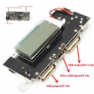 โมดูลพาวเวอร์ที่ชาร์จ USB 5V 1A 2.1A 18650 PCB สําหรับโทรศัพท์มือถือ DIY