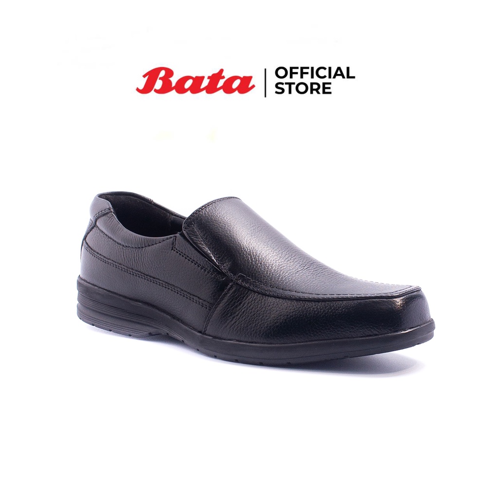 รูปภาพสินค้าแรกของBata MEN'S DRESS รองเท้าลำลองชาย หนังแท้ LEATHER แบบสวม หัวมนแบน สีดำ รหัส 8546327