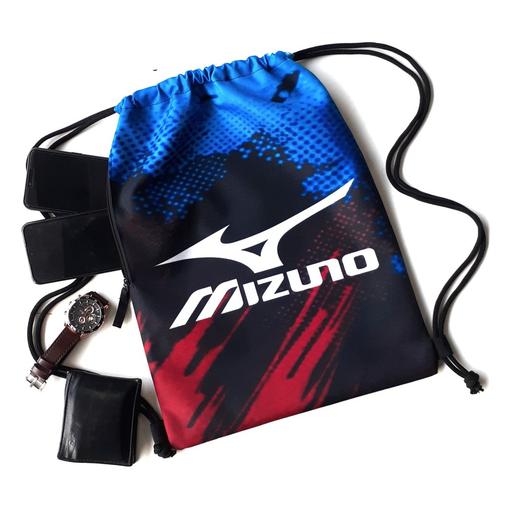 mizuno-กระเป๋ากีฬา-กระเป๋าหูรูด-สีแดง-สีฟ้า