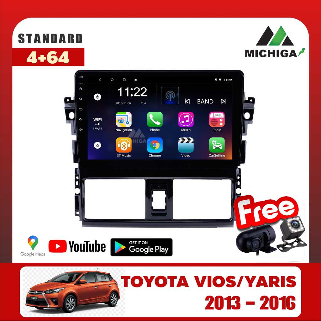 เครื่องเล่น-android-michigaจอแอนดรอยตรงรุ่น-toyota-vios-yaris-2013-2016-แรม4-รอม64-แถมกล้องหน้า-กล้องถอย