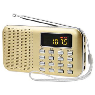 สินค้า วิทยุ L218 พกพา ลำโพง ฟังFM เสียบแฟลชไดร์ฟังmp3 ไม่มีธรรมะ/ไม่มีเพลงในเครื่อง ตัวเครื่องสีทอง