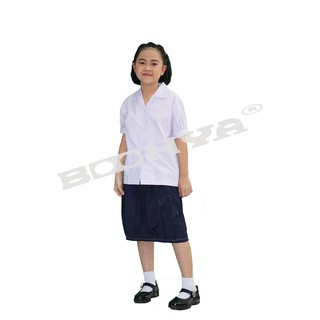 เสื้อนักเรียนหญิงคอฮาวายแขนพอง กระเป๋าล่าง ตรา BOONYA