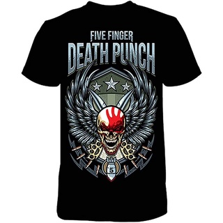 ROUND คอลูกเรือGlobal Five Finger Death Punch Wing Shield เสื้อยืดแขนสั้นกีฬา OVERSIZE CLIC Mens TEE วันเกิด-4XL