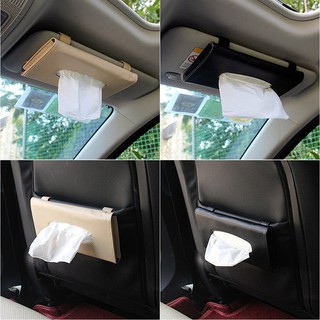 PU Leather Car Sun Visor Tissue Box Paper Towel Case Napkin Holder ที่ใส่กระดาษทิชชู รัดติดที่บังแดด สีเทาT0066