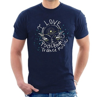 เสื้อยืดผ้าฝ้ายพิมพ์ลาย เสื้อยืด คอกลม พิมพ์ลาย I Love Psychedelic Trance Music สําหรับผู้ชาย