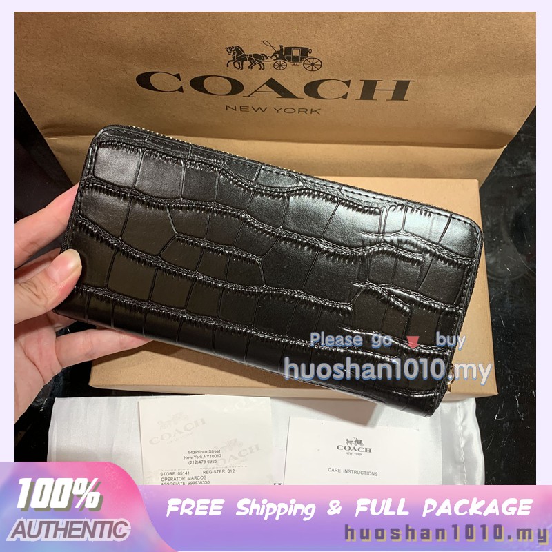 outlet-ส่วนลด-coach-52424-กระเป๋าสตางค์ใบยาวสตรีหนังลายจระเข้