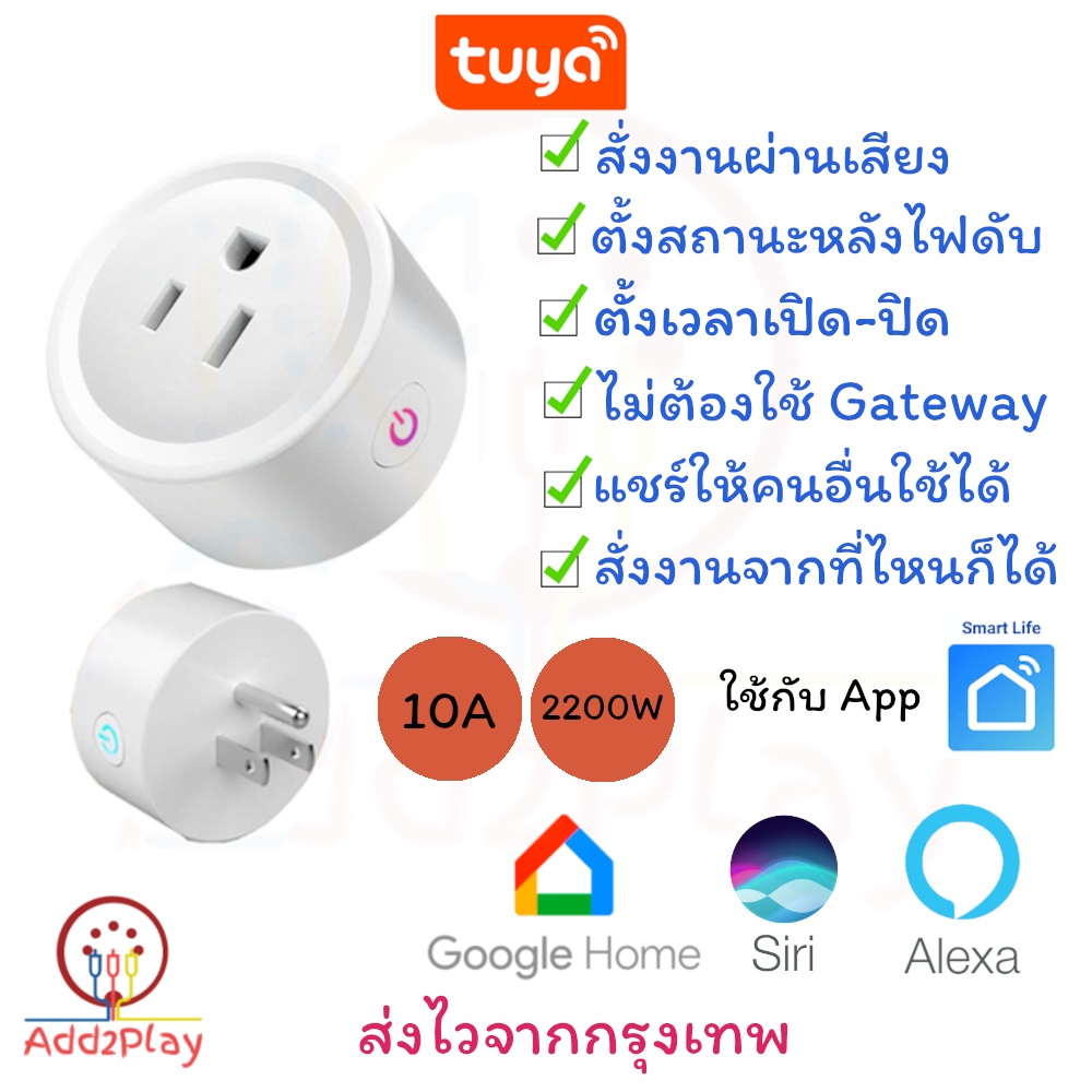 ภาพหน้าปกสินค้าTuya Smart Plug ปลั๊กไฟอัจฉริยะ ปลั๊กไวไฟ สั่งการผ่านแอพ สั่งการด้วยเสียง Tuya smart plug ใช้ Smart Life คู่แข่งEwelink