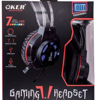 OKer  หูฟัง  Headset(7.1)รุ่นG328 Gaming. หูฟังราคาถูกคุณภาพดี  ชุดหูฟังมี 7 สีไฟLED/USB แท้💯%