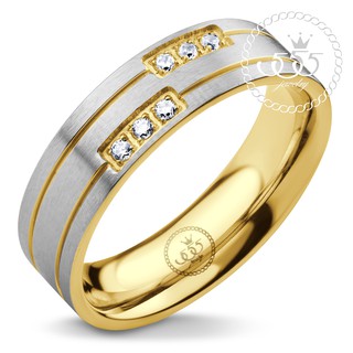 555jewelry แหวน แฟชั่น สแตนเลส สตีล แท้ ผิว Hairline ประดับเพชร CZ ดีไซน์ Unisex ใส่ได้ทั้ง ชาย หญิง รุ่น MNR-292T