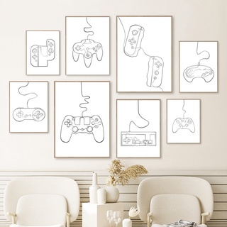 โปสเตอร์ภาพวาดผ้าใบ พิมพ์ลายเส้น สีดํา สีขาว สไตล์นอร์ดิก สําหรับตกแต่งผนัง ห้องนั่งเล่น