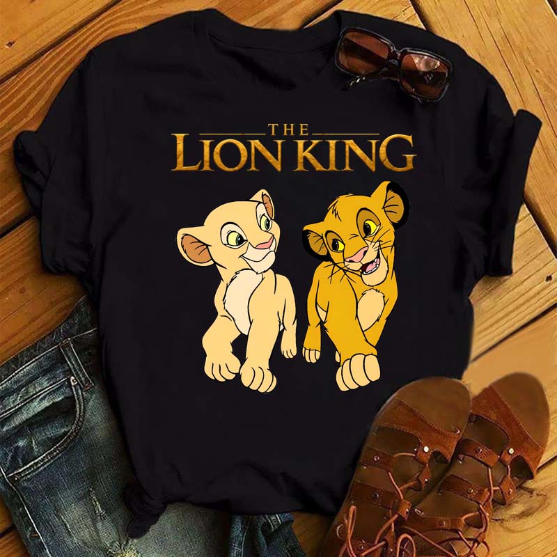 ใหม่-เสื้อยืดลําลอง-แขนสั้น-พิมพ์ลายกราฟิก-hakuna-matata-90s-ullzang-the-lion-king-น่ารัก-สไตล์ฮาราจูกุ