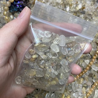 💎หิน ไหมทอง Golden Rutilated Quartz 4-6มิล 100g. หินเสริมความมั่งคั่งร่ำรวย เรียกโชคลาภ พร็อพถ่ายรูป ตู้ปลา หินใส่น้ำพุ