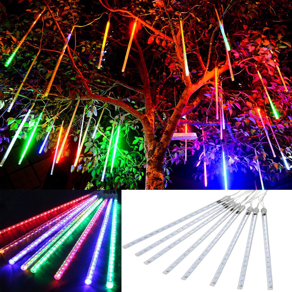 led-ไฟดาวตก-ไฟประดับตกแต่ง-ไฟดาวตก-1-ชุด-8-แท่ง-50-cm-ทนแดดทนฝน-สี-rgb-สายยาว-8-เมตร-100-led-มีปุ่มกดฟังชั้นได้หลายโหมด