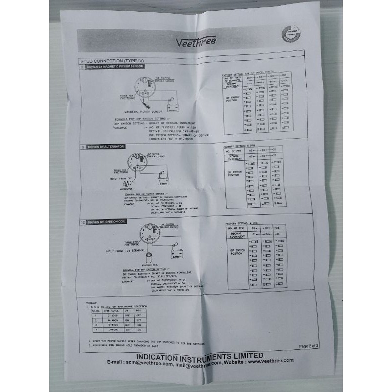 เกย์วัดรอบ12v-24v4000รอบ-ยี่ห้อvtขอบชุบหน้าขาว