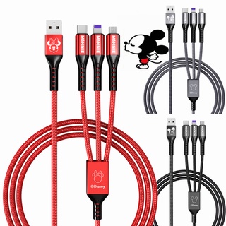 ดิสนีย์ มิกกี้เมาส์ สายชาร์จ 3 in 1 Micro USB Type C Super Fast Charging Cable USB Disney Mickey Minnie Mouse