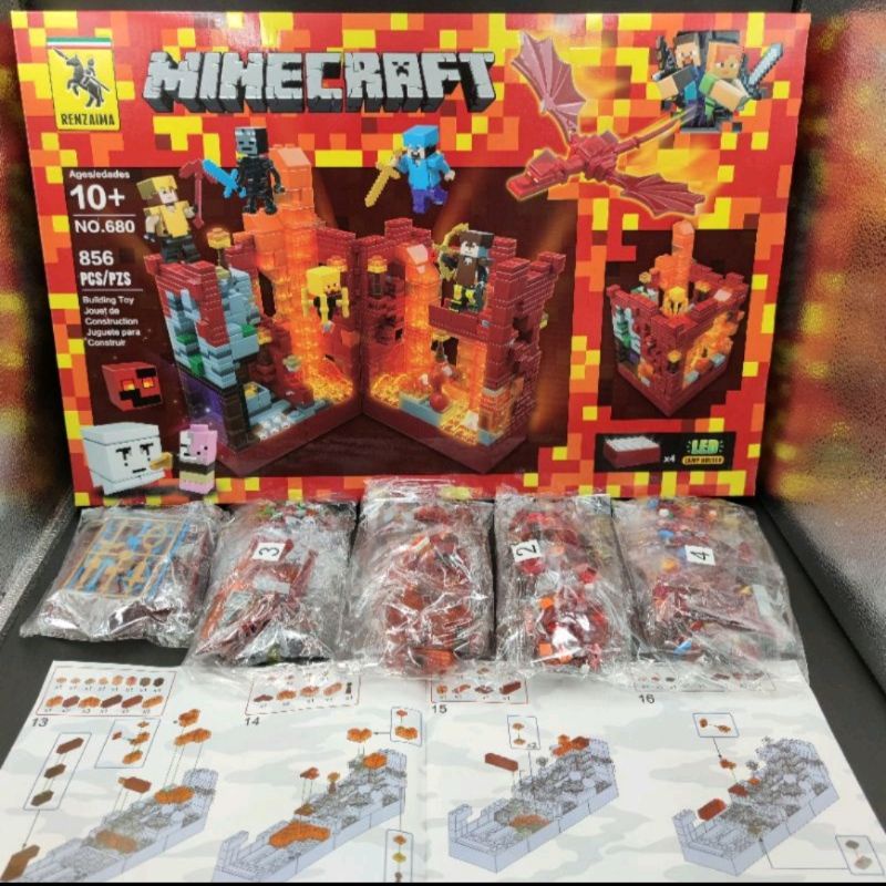 พร้อมส่ง-เลโก้-lego-มายคราฟ-minecraft-ชุด-red-dragon-renzaima-680-856-ชิ้น-ต่อไฟ-led-ได้-สวยสุดๆเลยค่ะ