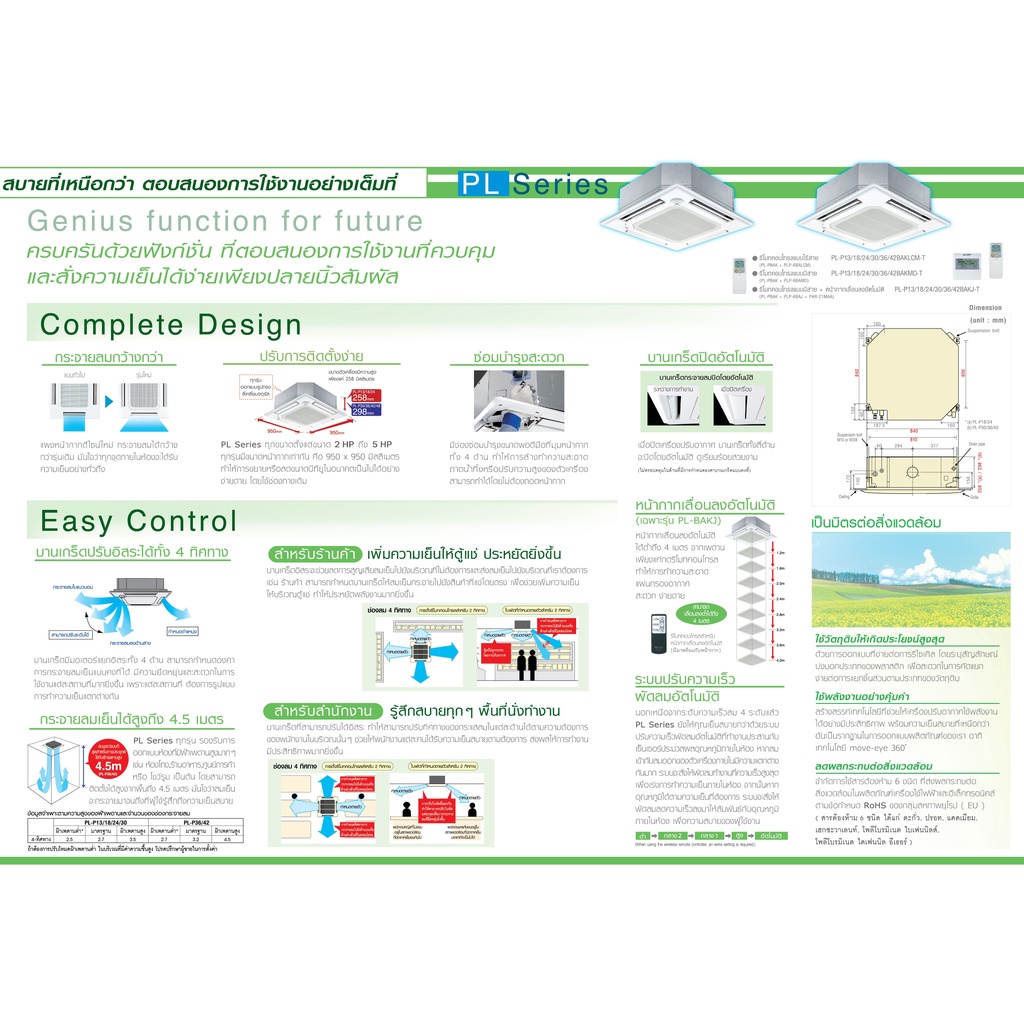 ส่งฟรี-แอร์มิตซูบิชิ-mitsubishi-cassette-type-รุ่น-pl-series-pl-p-แอร์สี่ทิศทาง-แอร์ฝังฝ้า-แอร์ฝังในฝ้าเพดาน
