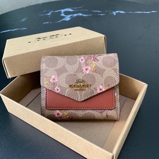 COACH 67246 SMALL WALLET  IN SINATURE CANVAS WITH FLORAL BOW PRINT