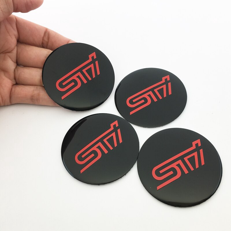 Antiniya 4 ชิ้น / 56 มม.STI โลโก้รถสติกเกอร์ Auto Wheel Center Hub Cap ...