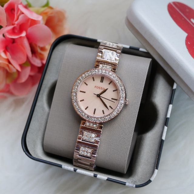 สด-ผ่อน-นาฬิกา-fossil-karli-three-hand-pastel-pink-stainless-steel-watch-bq3468-หน้าปัด-34-มิล