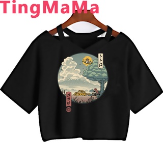 เสื้อยืด พิมพ์ลาย Studio Ghibli Spirited Away Hayao Miyazaki Totoro Kiki สําหรับผู้หญิง 2022