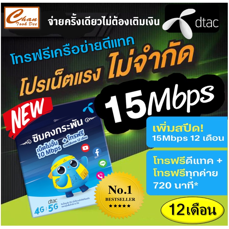 ภาพหน้าปกสินค้าซิมคงกระพัน ซิมเทพ ธอร์ 15Mbps ไม่อั้น ไม่ลดสปีด+โทรฟรีดีแทค* เพิ่มโทรฟรีทุกค่าย* 12เดือน MelonThai TreeMobile