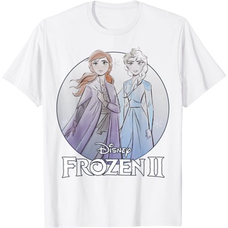 ราคาระเบิดเสื้อยืด พิมพ์ลายโลโก้ Disney Frozen 2 Anna Elsa สีน้ํา สําหรับผู้ชาย และผู้ใหญ่S-3XL