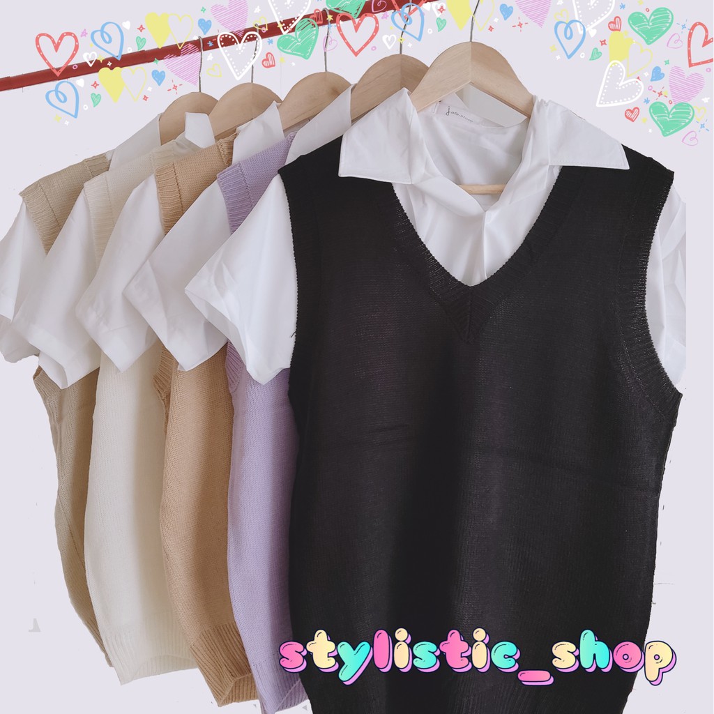 ภาพหน้าปกสินค้าเสื้อกั๊กไหมพรม สีพื้น พร้อมส่ง vest จากร้าน taotao1023 บน Shopee