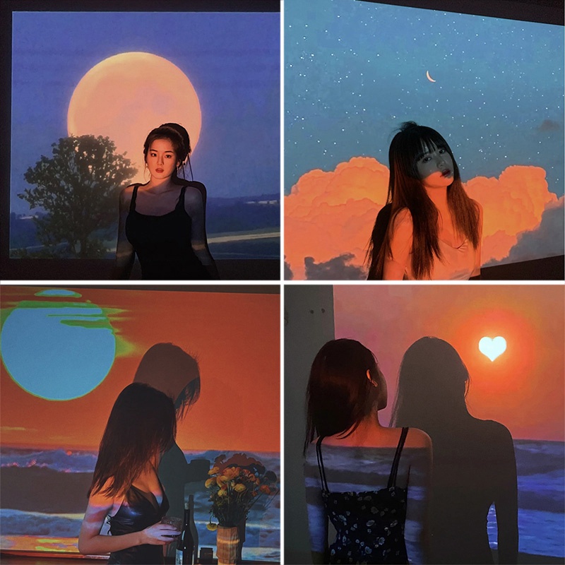 รูปภาพของโคมไฟโปรเจคเตอร์ รูปพระอาทิตย์ตก โรแมนติก สไตล์เกาหลี สําหรับตกแต่งพื้นหลัง ปาร์ตี้ลองเช็คราคา