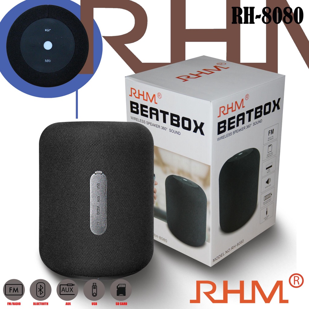 ลำโพงบลูทูธ RHM รุ่น RH8080 ลำโพงขนาดพกพา Super Bass Bluetooth speaker