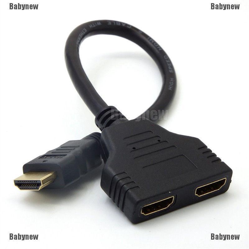 Babynew 1080P 2 พอร์ต HDMI Splitter 1 in 2out ตัวแปลงวิดีโอตัวผู้เป็นตัวเมีย