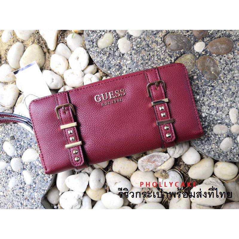 กระเป๋าสตางค์-guess-wallet-สีแดง-ของแท้-ทรงยาว