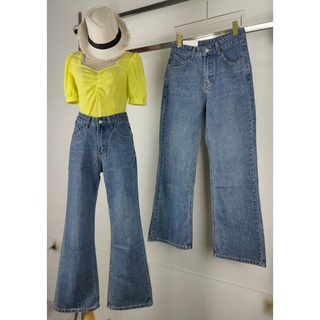 สินค้า FYQ#5099 [S,M,L] กางเกงยีนส์ผู้หญิงแฟชั่น ทรงขาม้า(ปลายขากว้าง10\") เอวสูง งานสวยมาก ผ้าหนาคุณภาพดี