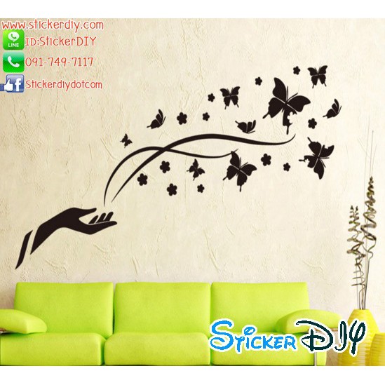 sale-transparent-wall-sticker-สติ๊กเกอร์ติดผนัง-magic-butterfly-กว้าง180cm-xสูง50cm
