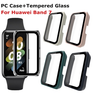 สินค้า Pc เคส ป้องกันหน้าจอ กระจก สําหรับ Huawei Band 7 6 Pro / Honor Band6 เต็มตัว แข็ง PC เคส กระจกนิรภัย แบบเต็ม ฟิล์มป้องกัน
