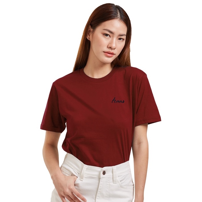 haas-เสื้อยืดแขนสั้น-unisex-ผู้ชาย-ผู้หญิง-ปักโลโก้-haas-shsk2552a